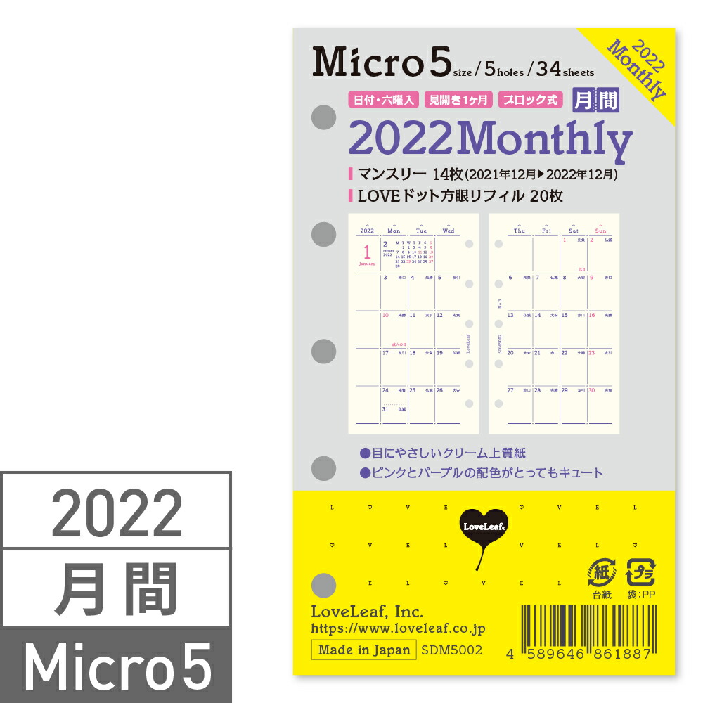 セール A5 6穴 55枚 SDA5004 システム手帳 テレワーク デイリー ラブリーフ リフィル 日付なし 見開き2日 2021人気の ラブリーフ