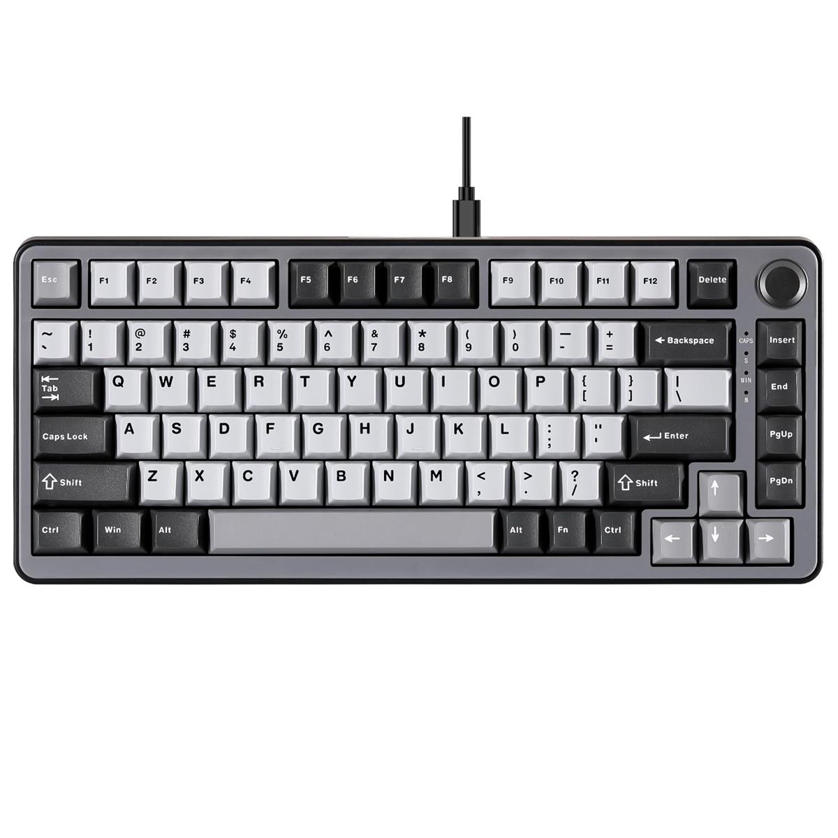 YUNZII RT75 ラピッド銃の引き金 鍵盤 力学的 TKL ゲーミング 磁気取り替えっこ RGB 有線 USB パウダーコンパクト 75%申し合わせノッブ付き添い人PBT 手当たり旗がしら 調節する能力のある動く (黒, 磁気取り替えっこ)