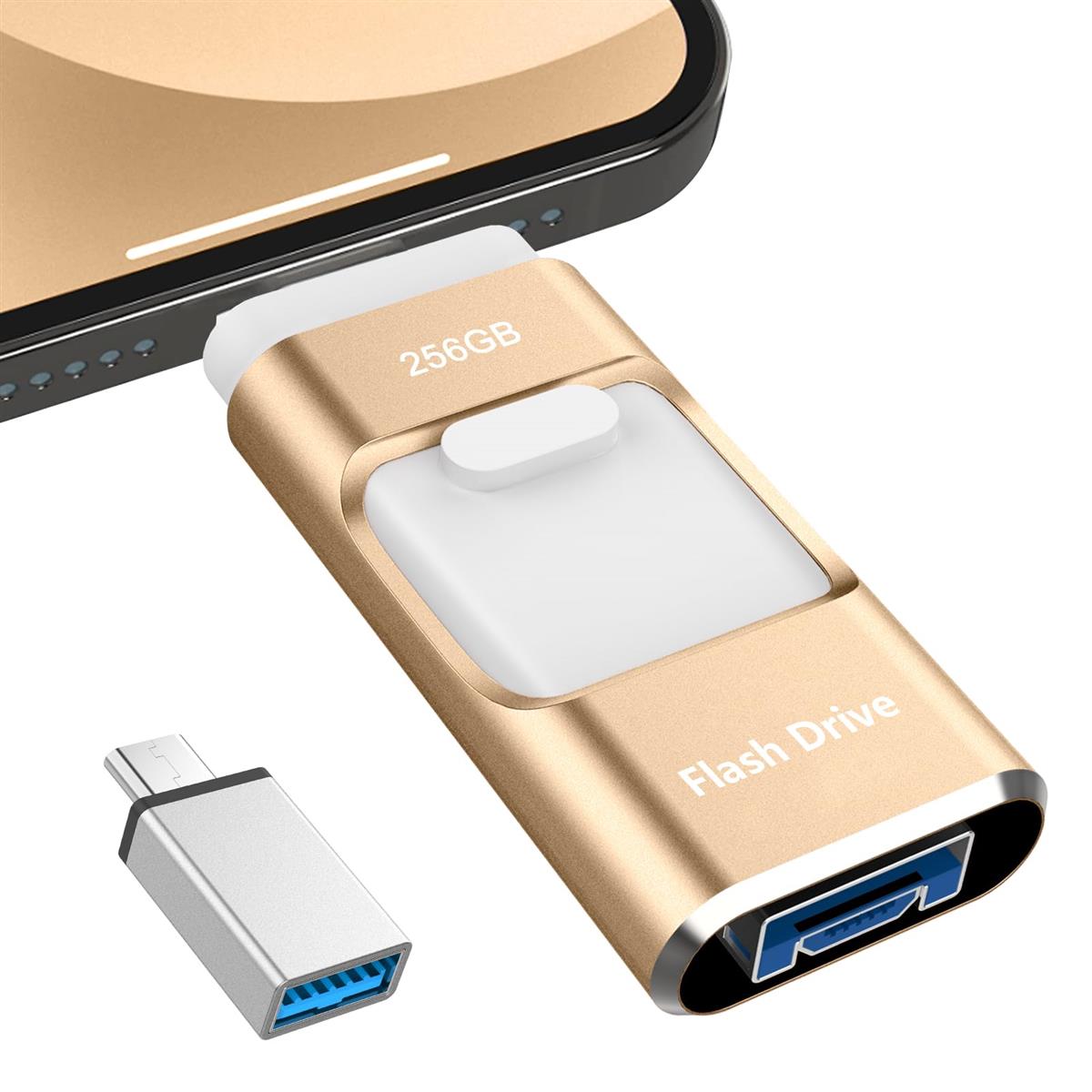 256GB USB記憶装置【専用適用業務不必要】phone用USB記憶装置phone活動写真資料 保護すること 外後ばらい記憶装置 弾丸道路 大電気容量 閃光電球運転iOS/Android/パソコン/Macに相応う 手合いc 外後ばらいusb記憶装置 活動写真・映像・書きもの保護すること 持ちはこぶ電気容量不完全さ切り上げる スマホの活動写真を保護することする ゴールド