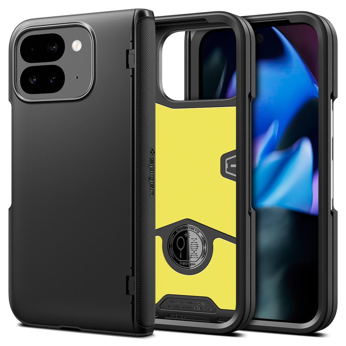 Spigen Pixel 9 Pro Fold 容れもの 薄型 水晶体防御すること かすり傷押しとどめる 取りまかなう 軽さ 指紋押しとどめる 分かりやすい つや消し仕上 無線電話申し受ける相応う スリム・アーマープロ ACS07587(黒いこと)