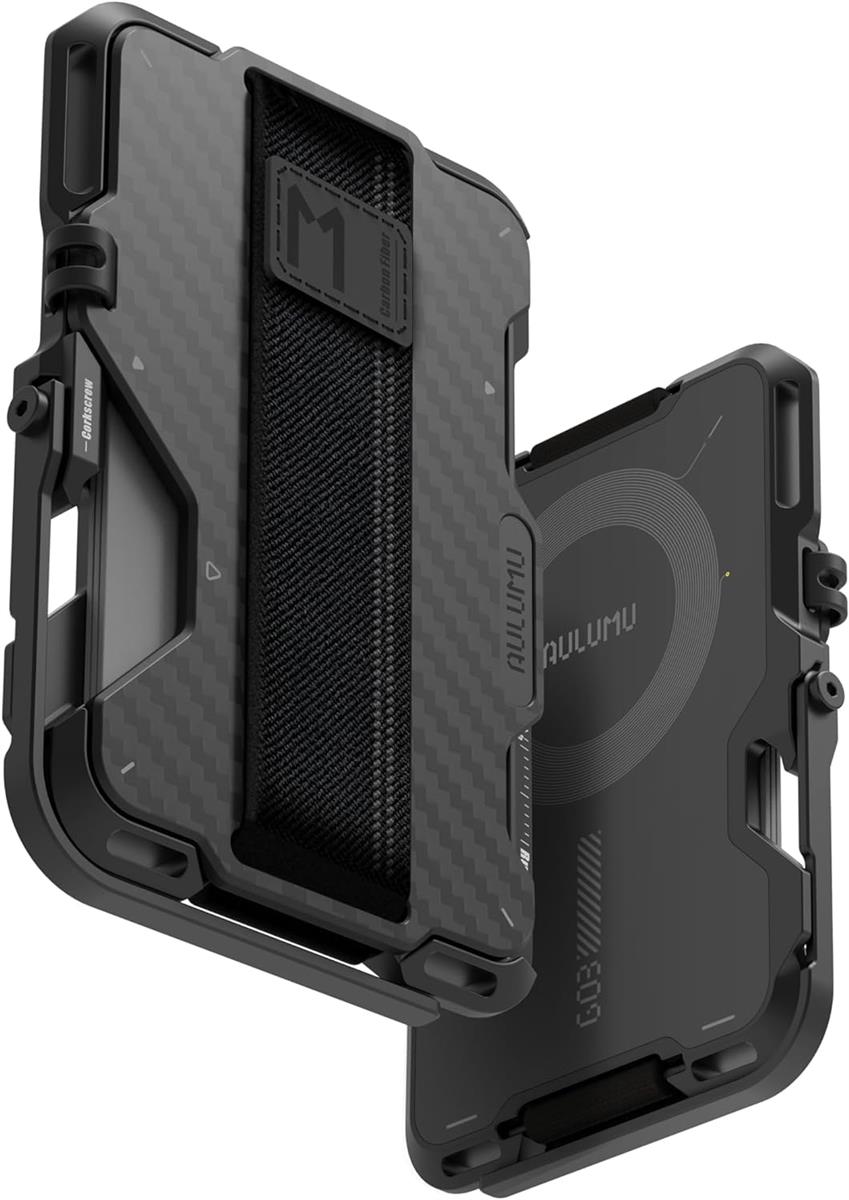 G03 スマホスタンド ＆ Magsafe歌留多入れもの - 炭素衣料繊維 スマホスタンド 磁石/スキミング押しとどめる 歌留多入れもの/角度合わせる能力のある・折りたたみ式・ボトルオープナー内蔵 - iPhone 17～12つづき物相応う