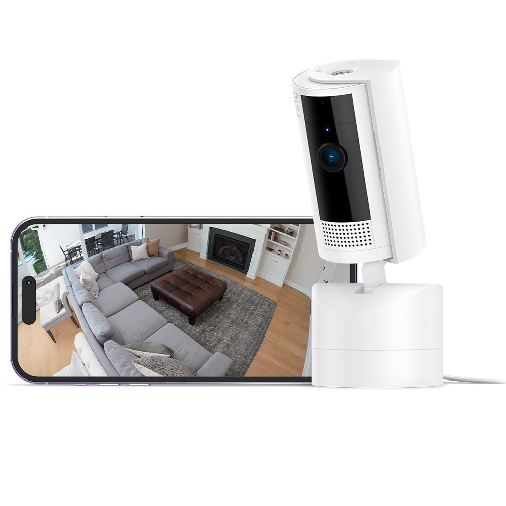 Ring 首商い口役立つこと付き添い人インドアカム | 決定づける360° 上下169° パンチルト、屋内用防犯写真機 | Pan-Tilt Indoor Cam 白いこと | Ring Home腹積もり30昼日なか無料くぐり抜ける