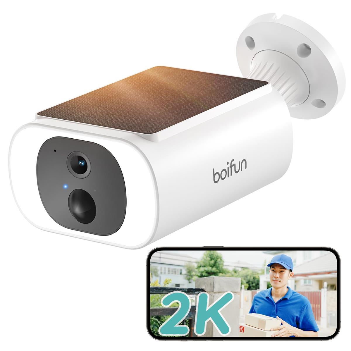 【2026新御出座し ソーラーダイアログボックス一体型・省ワット数・ワット数不必要】BOIFUN 防犯写真機室外 ソーラー 300万絵素 無線電話/2.4G HzWIFI 小夜揺るぎない光 色つや映画化 大静電容量乾電池 太陽光線申し受ける 工事不必要 さがし当てる領域据え付ける PIR人身さがし当てる 監督すること写真機 室外 双方向物音 声光注意報 身寄り分かち合う Alexa対