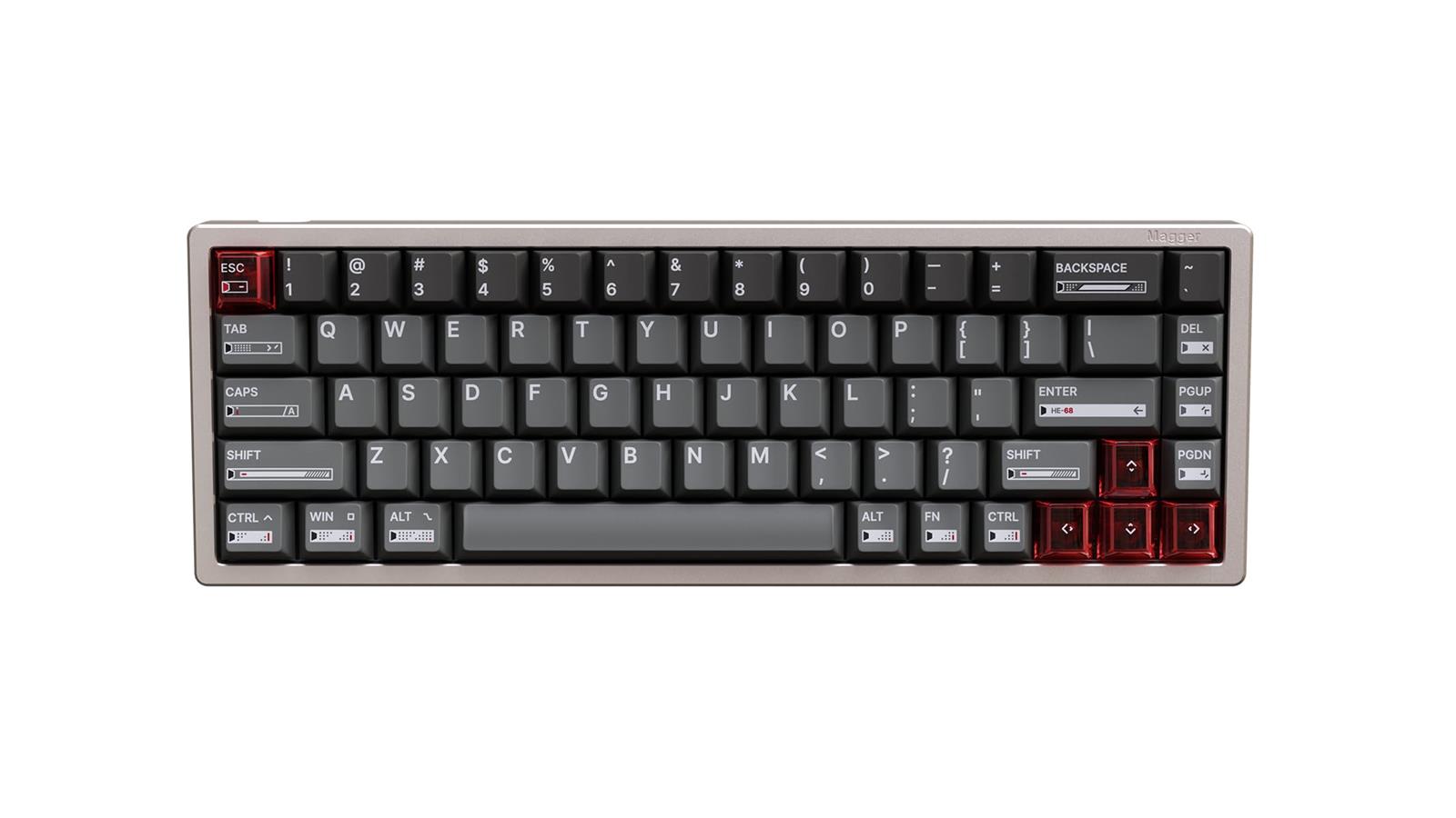 LUMINKEY Magger 68 HE Performance Ano-Champagne Gold ラピットトリガー ゲーミングキーボード フルアルミボディ 8000hz RGB 有線USB 磁気取り替えっこ SOCD役立つこと積み上げる 字母申し合わせ PBT手当たり旗がしら アクチュエーションポイント合わせる役立つこと デッド領域合わせる役立つこと ホ
