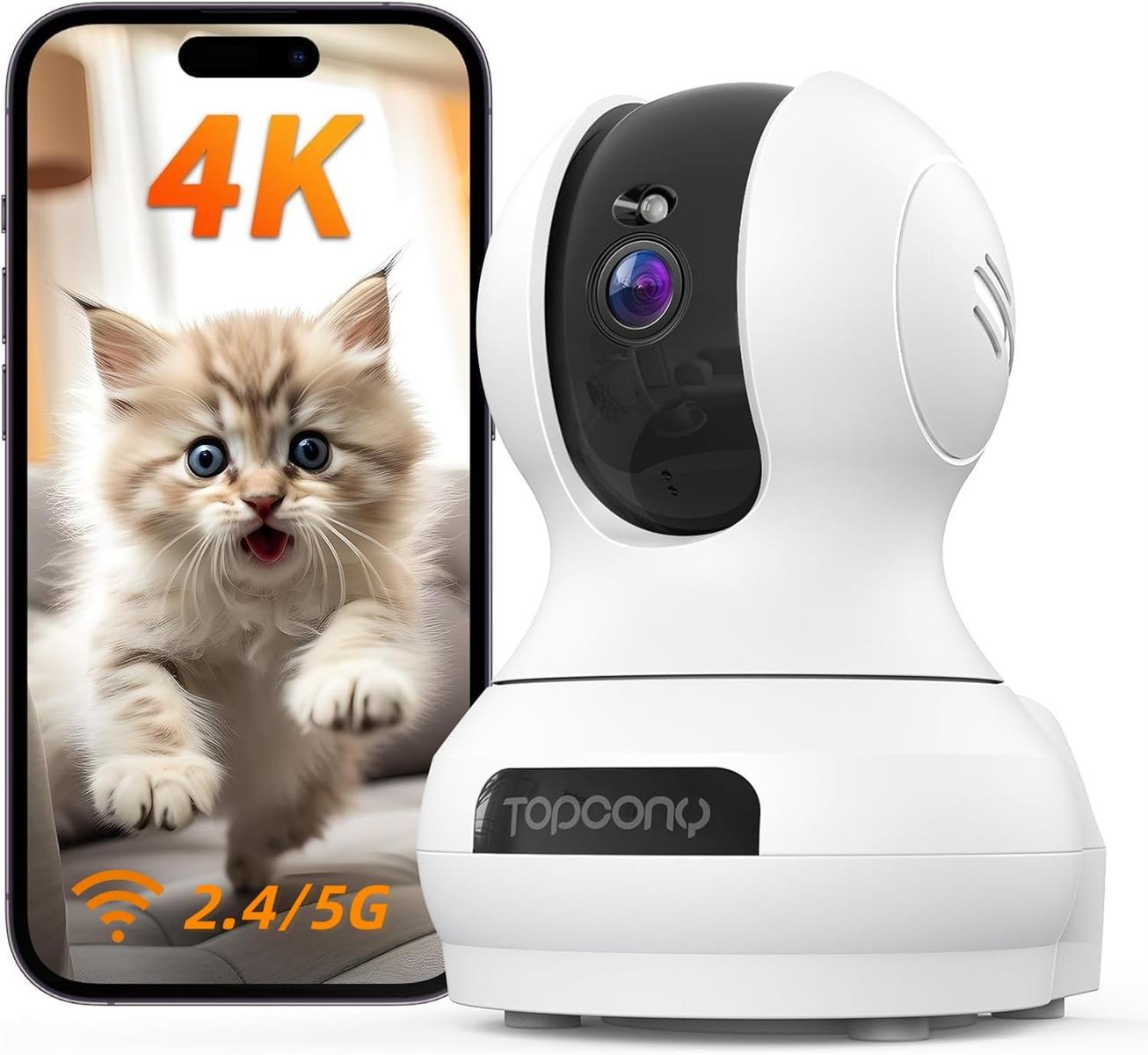 【4Ｋ 800万目覚ましい絵素・2.4と5GhzWiFi相応う・自動小銃追掛ける】愛玩動物写真機 見守り写真機 室内防犯写真機 留守番 360°監督すること 24第四次元録画 スマホで見れる 遠さ取り締まり PTZ食パン355°チルト120° 赤外線暗 視 双方向物音 Alexa相応う 歌留多/クラウド 目ざまし時計告げ知らせる 猫犬 乳飲み子 高齢者介護