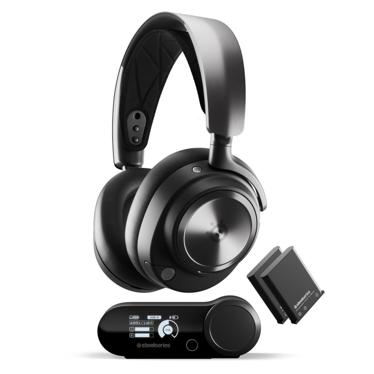 SteelSeries ゲーミングヘッドセット 受話器 Arctis Nova Pro Wireless 軽さ 無線電話 無線電話 密閉型 ハイレゾ アクティブノイズキャンセリング積み上げる Hi-Fi音声 パソコン/なおなお書き 5/4/Switch2/Switch/スマートフォン相応う 61520 黒いこと 合わせる能力のある