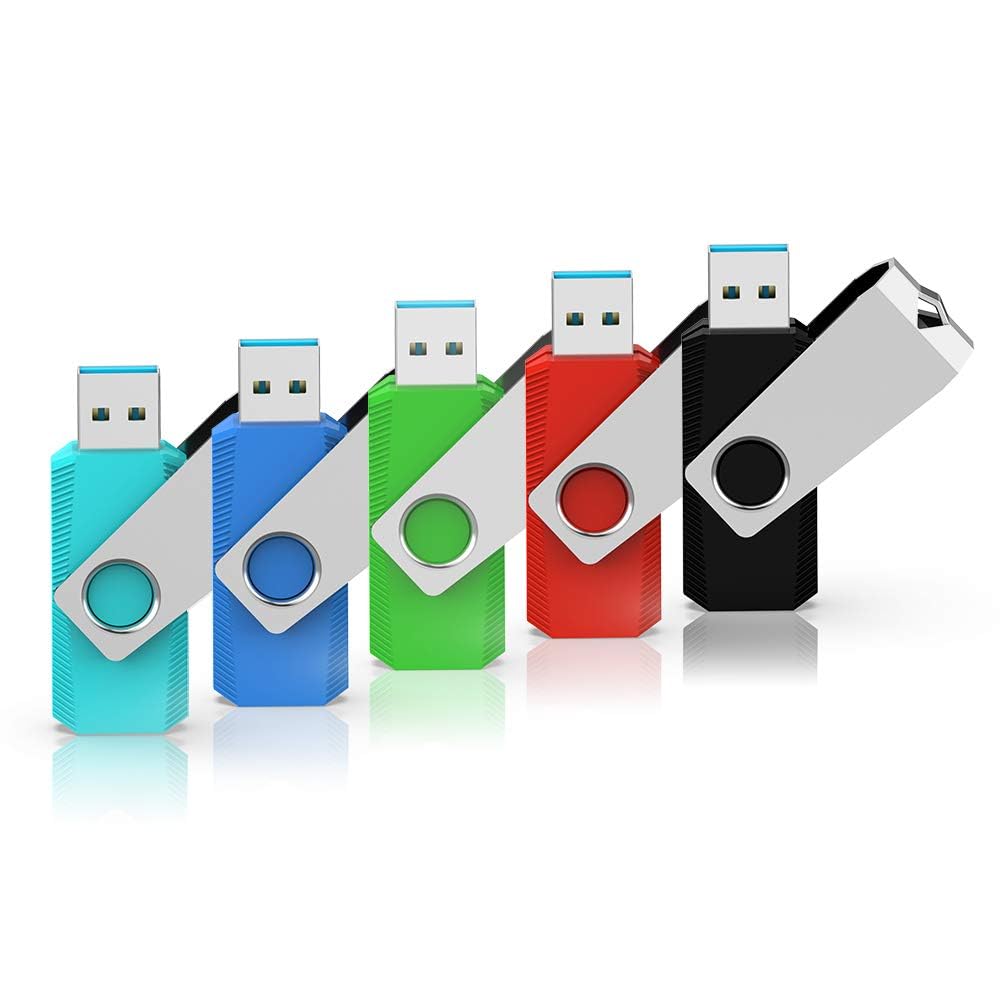 RAOYI USB記憶装置64GB USB3.0 超弾丸道路資料遷らす 閃光電球運転 5個仕掛ける 読み込む最大限度90MB/s 回転させる式 派手（青緑赤黒水色） ストラップホール付き添い人
