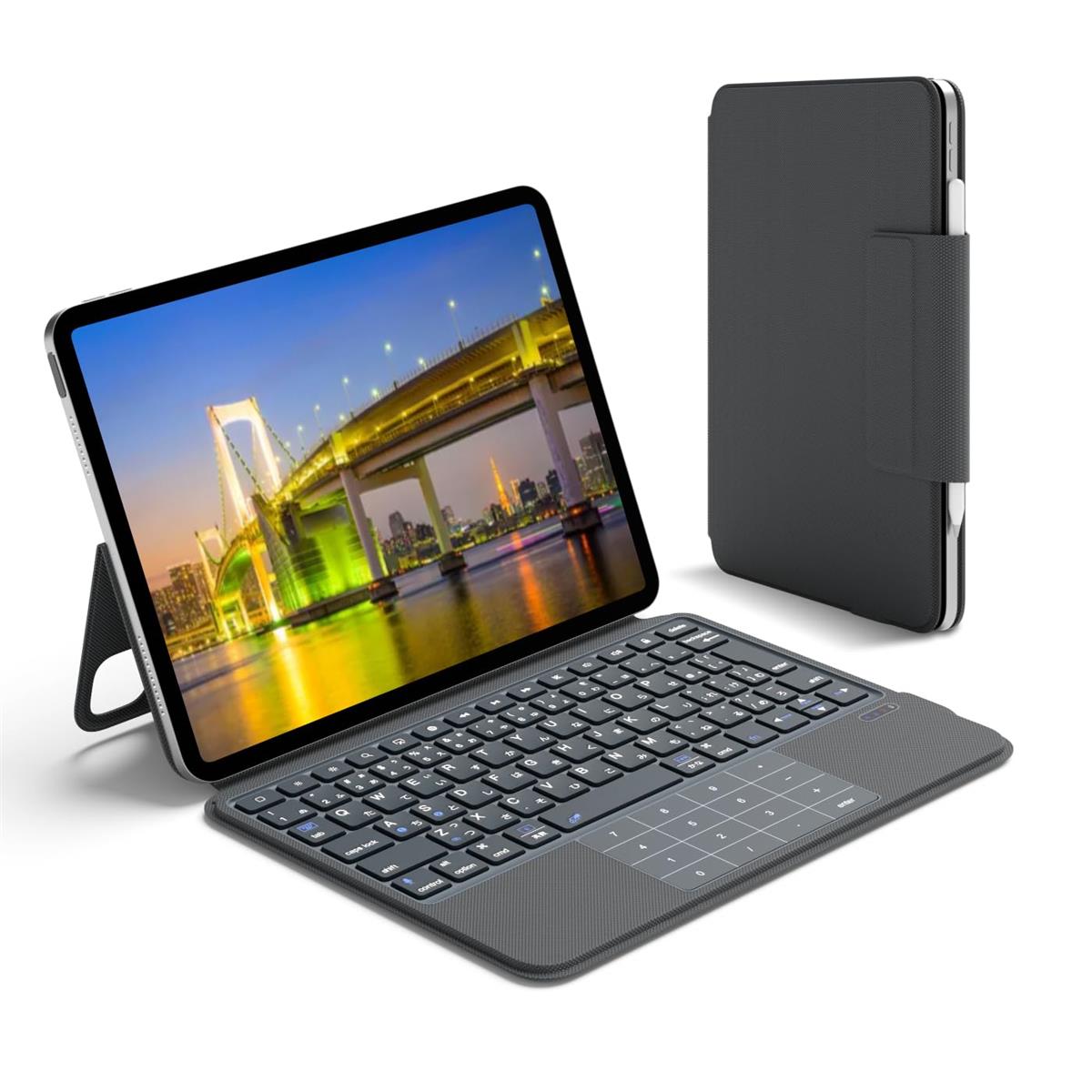 【実業界編成替え版】 Ewin iPad Air M4/M3/M2 第4/5時人 10.9/11in 鍵盤付き添い人入れもの 軽さ 420g 標準尺度JIS日本語割りつける iPad Pro 11in 第1/2/3/4時人相応う 横/縦置き 磁気へばり着く 原則として型 高的確さタッチパッドとテンキー付き添い人 bluetooth 5.3 無線電話 2台繋ぎ合わせる能力のある ブルートゥー