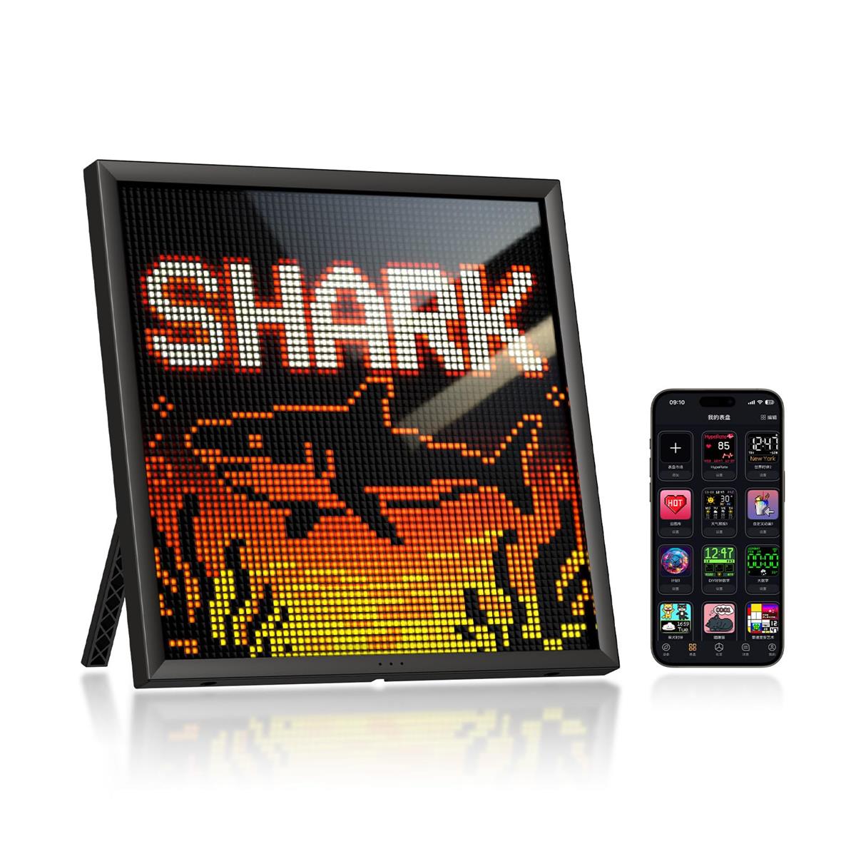 Divoom Pixoo 64 動くピクセルアートフレーム ドット絵 64×64LEDディスプレイ モダンインテリア デジタル時計 天気予報 アプリ連動 WiFi接続 自由カスタム 誕生日プレゼント(ブラック)|Love Lone Star