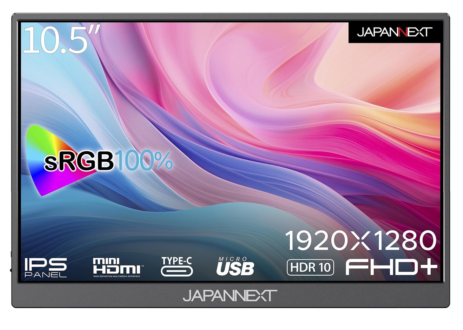 JAPANNEXT 10.5in 移動性管する IPS ダイアログボックス 盛りだくさん固定ディスク 1920x1080解像力 かっこ良い容れもの付き添い人 (USB/Type C/MAC パソコン相応う/金棒引き内蔵 / sRGB100% / 光輝) JN-MD-IPS105FHDPR