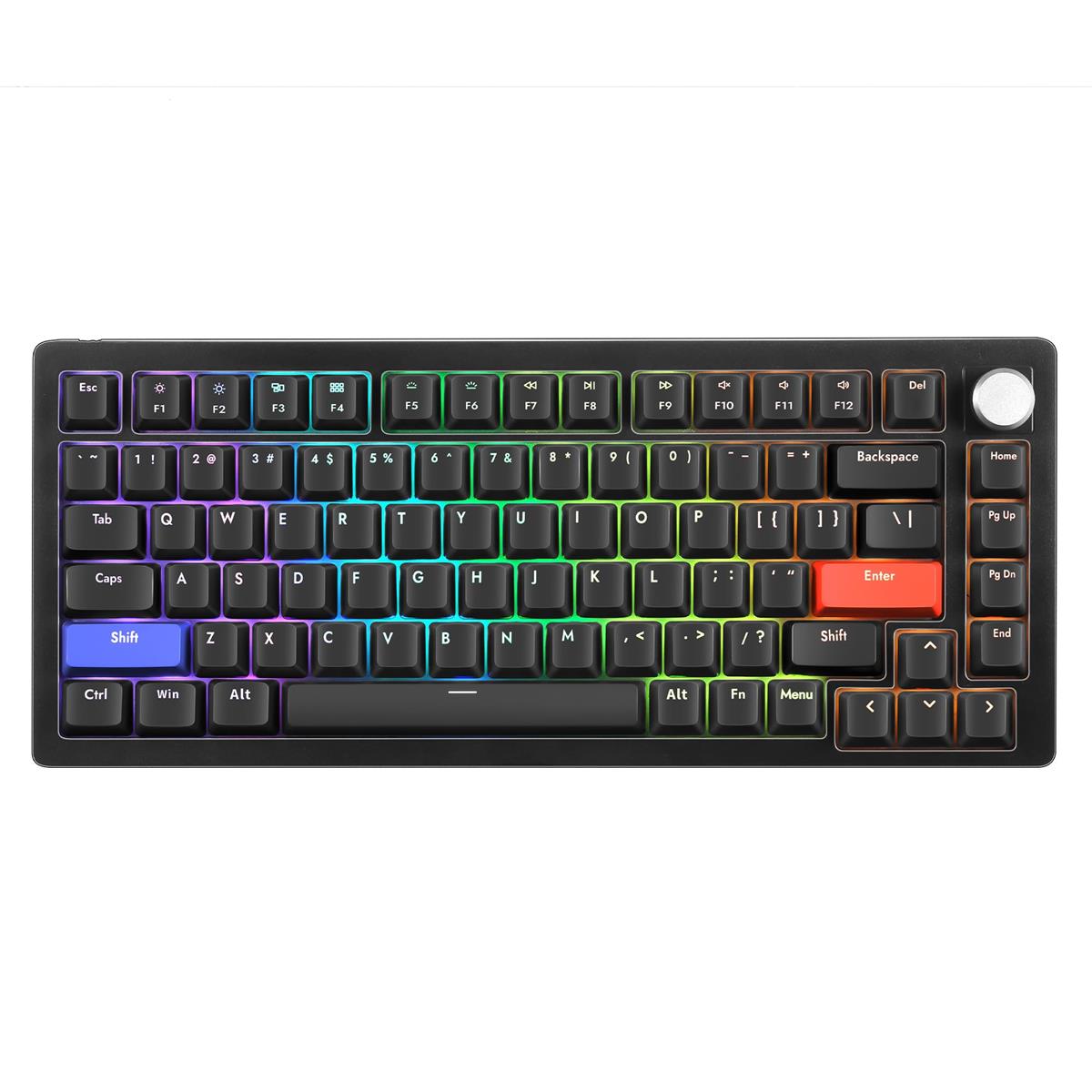DrunkDeer A75 ラピッド銃の引き金 鍵盤 力学的 TKL 磁気取り替えっこRGB 有線 USB コンパクトゲーミング用 82手当たり ノッブ付き添い人 生きすだま押しとどめる こぼれ押しとどめる 黒いこと