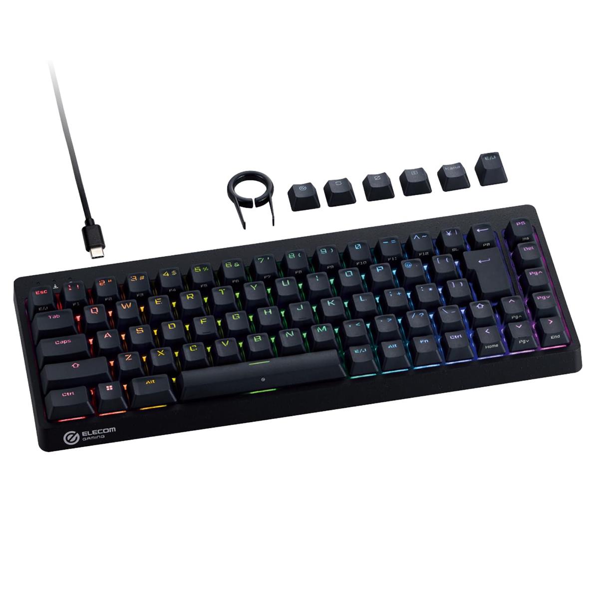エレコム ラピッド銃の引き金 ゲーミングキーボード V custom VK600A 有線 着脱式 磁気式アナログさがし当てる取り替えっこ積み上げる テンキー受け答え 65％大きさ 黒いこと TK-VK600ABK