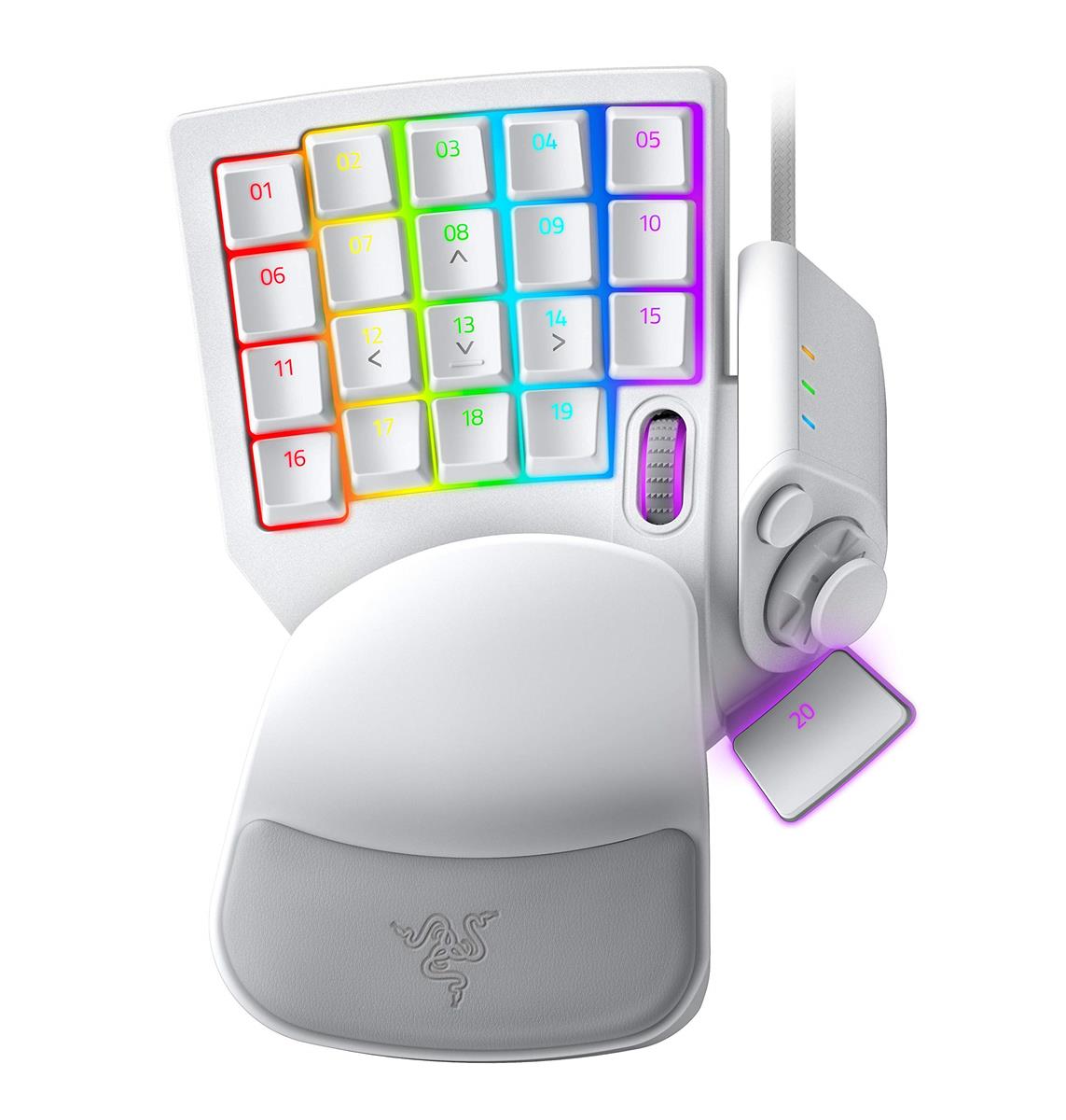 Razer Tartarus Pro Mercury White 押し手足懸かりパッド 20個のアナログ動くこと取り替えっこ 車輪付 8道のり総締めパッド 32足懸かり全てをカスタマイズ能力のある RZ07-03110200-R3M1