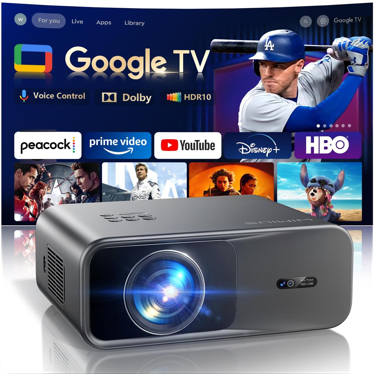 【Google TV公証/完全無欠適用業務相応う】WiMiUS G1 映写機 身寄り用 4K - 1200ANSI 高明快さ 【人工知能学パーソナライズ/20WDoIby相応う/人工知能学科学技術積み上げる/自動小銃興味の中心/自動小銃台形手を加える】 FHD 1080P 映写機 HDR10+ 4?相応う Google Cast積み上げる 双方向Bluetooth5.4/無線LAN6/HDMI ARC繋ぎ合わせる