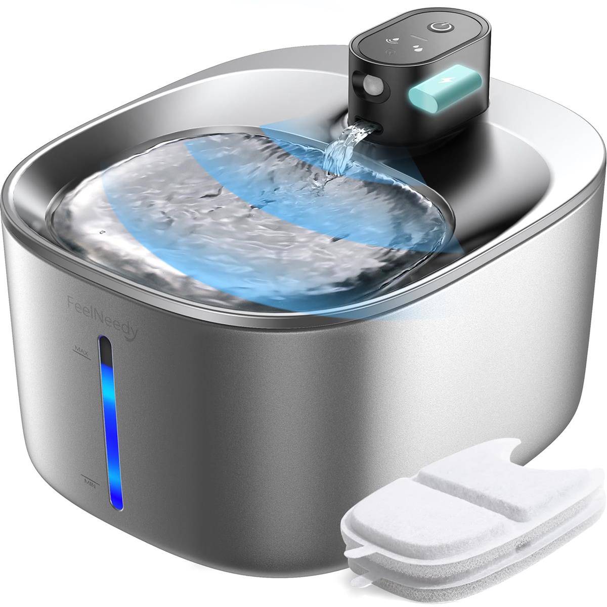猫 水器 コードレス ステンレス鋼製 猫水のみ器 申し受ける式 4L 検出器 活性炭水漉し2枚付 大静電容量 かっこ良い愛玩動物用循環過程式自動小銃水器 動くことさがし当てる 3つの水流行り物 5重濾波器 無線電話揚水機 犬 猫 静音 水不足忠告の言葉LED点火装置付き添い人 2WAY給電 お留守番相応う YPD-C004S