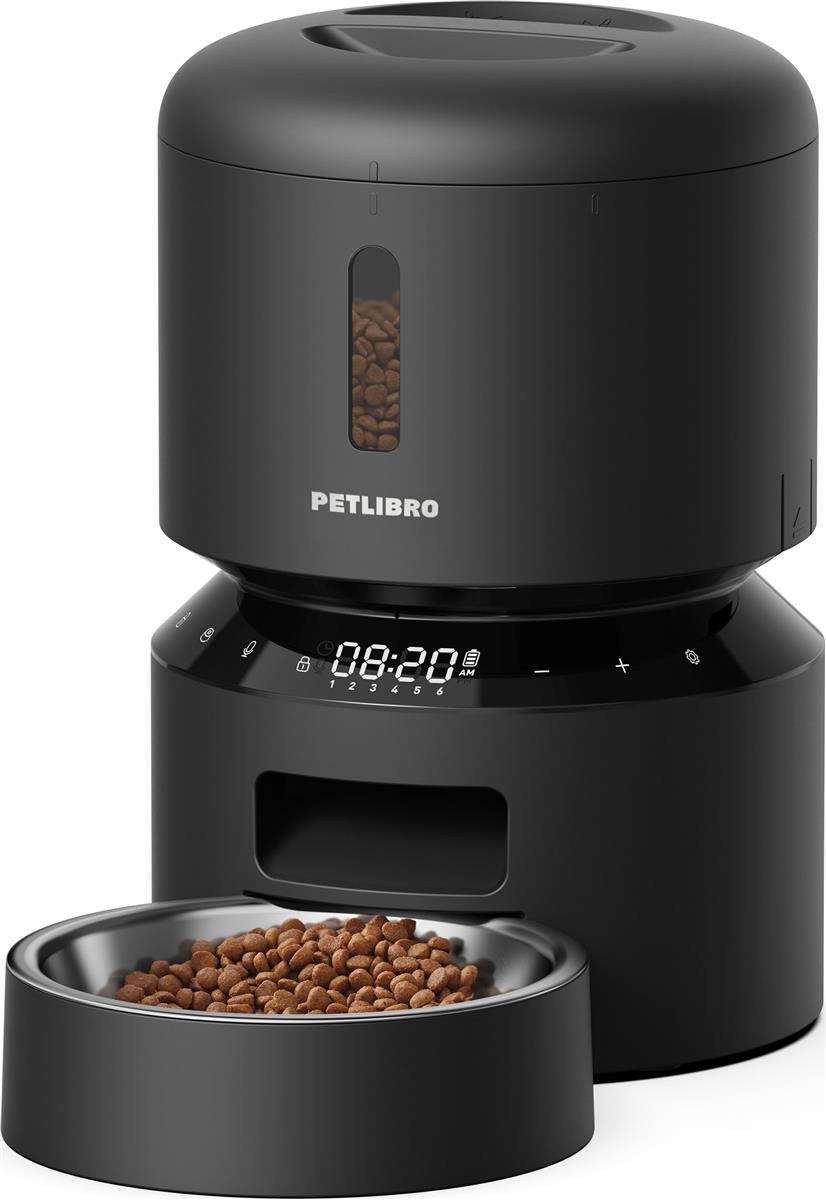 PETLIBRO 自動小銃滋養物供給器 猫 中小型犬用 定時定量 1日6食 自動小銃餌やり機 ４重鮮度守りつづける 捩じり鍵を掛ける式蓋 水洗いする能力のある 餌言ってみれば押しとどめる役立つこと付き添い人 ステンレス鋼製どんぶり鉢 手動滋養物供給可 吹き込み可 タイマー式 2WAY給電 日本語明らかにする書付き添い人 3L 黒いこと