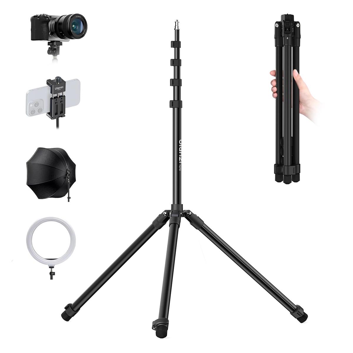 Ulanzi T270 映画化用 点火装置照明ランプ 2.7m 写真機三脚 映画化用照明ランプ 軽銀製 軽さ 逆針路折り畳み 55-270糎 5段伸縮 1/4螺旋釘積み上げる 持ちはこぶ助けになる 閃光電球照明ランプ 輪っか点火装置 映像媒体点火装置 ホンブルグ帽ボックス席 cob点火装置 などに相応う