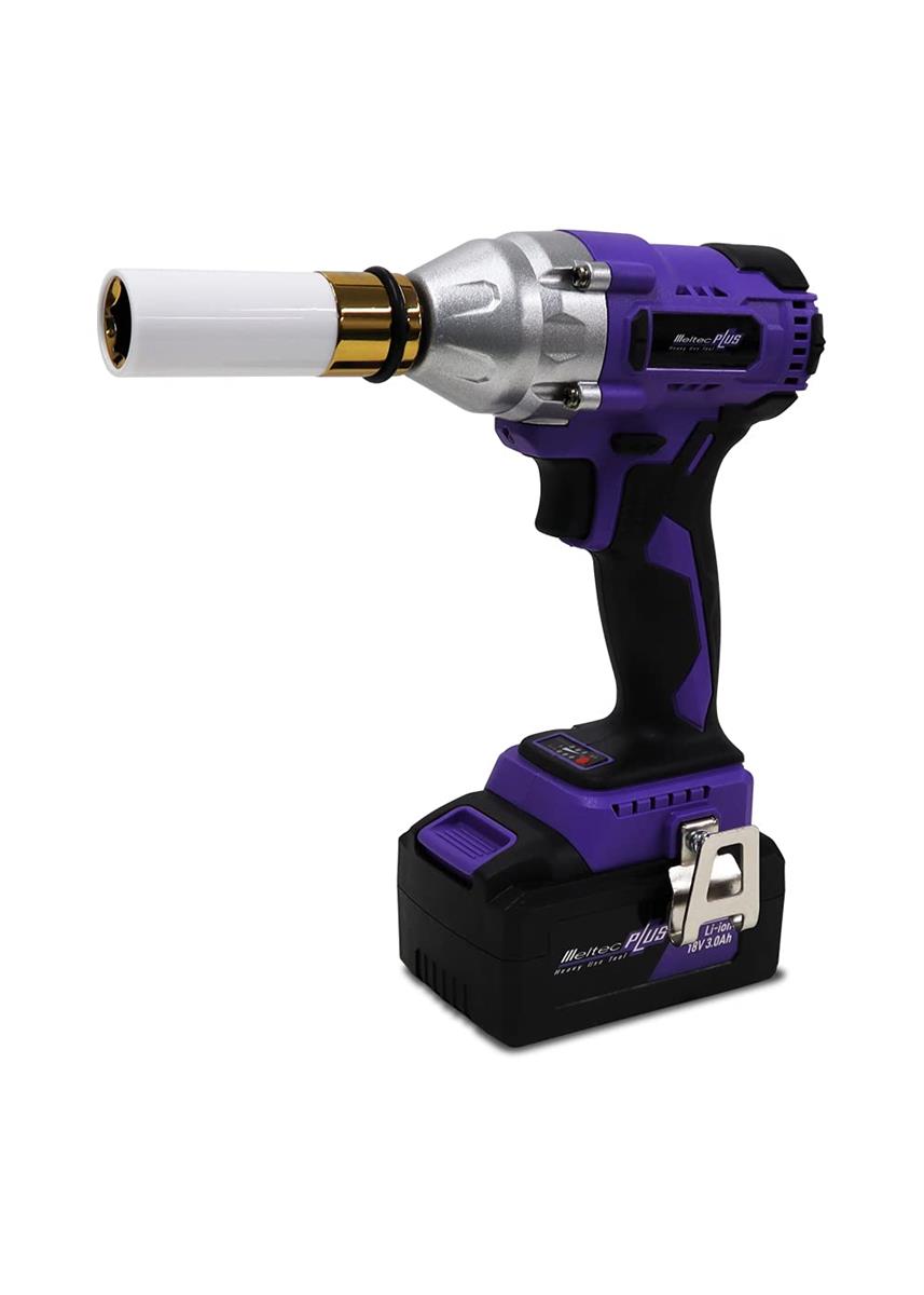 充電式電動インパクトレンチ タイヤ交換工具 MeltecPlus バッテリー容量3.0A ソケットサイズ:ホイール保護カバー付き薄型ディープタイプ17・19・21mm トルク3段階設定 締付トルク:320N・ｍ パープル/ブラック MP-100｜Love Lone Star