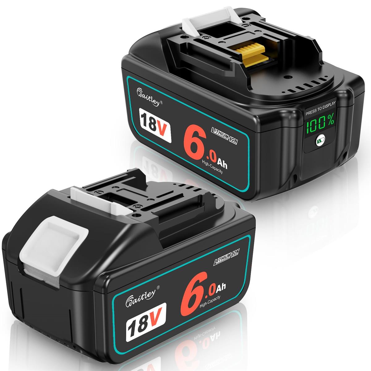 Waitley マキタ 取り替えっこ 乾電池 18V BL1860 6.0Ah2個 過放電カットオフ＆多重保護すること電気回路 6000mAh大静電容量独居室 BL1830 BL1840 BL1850相応う LEDデジタル残量書きあらわす 18V マキタ電動物の具 乾電池 端子取りまかなう付 PSE公許済