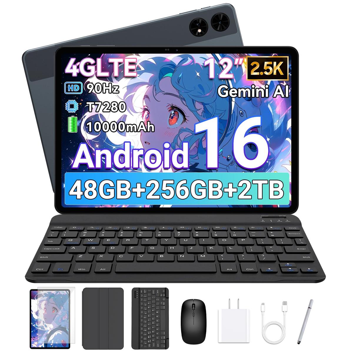 Android 16 経口避妊薬 12.2in 48GB+256GB+2肺結核取りひろげる 4G LTE相応う 2.5K 2400×1600 IPS 90サイクル Widevine L1 10000mAh PD手っとり早い申し受ける 鍵盤 入れもの タッチペン付
