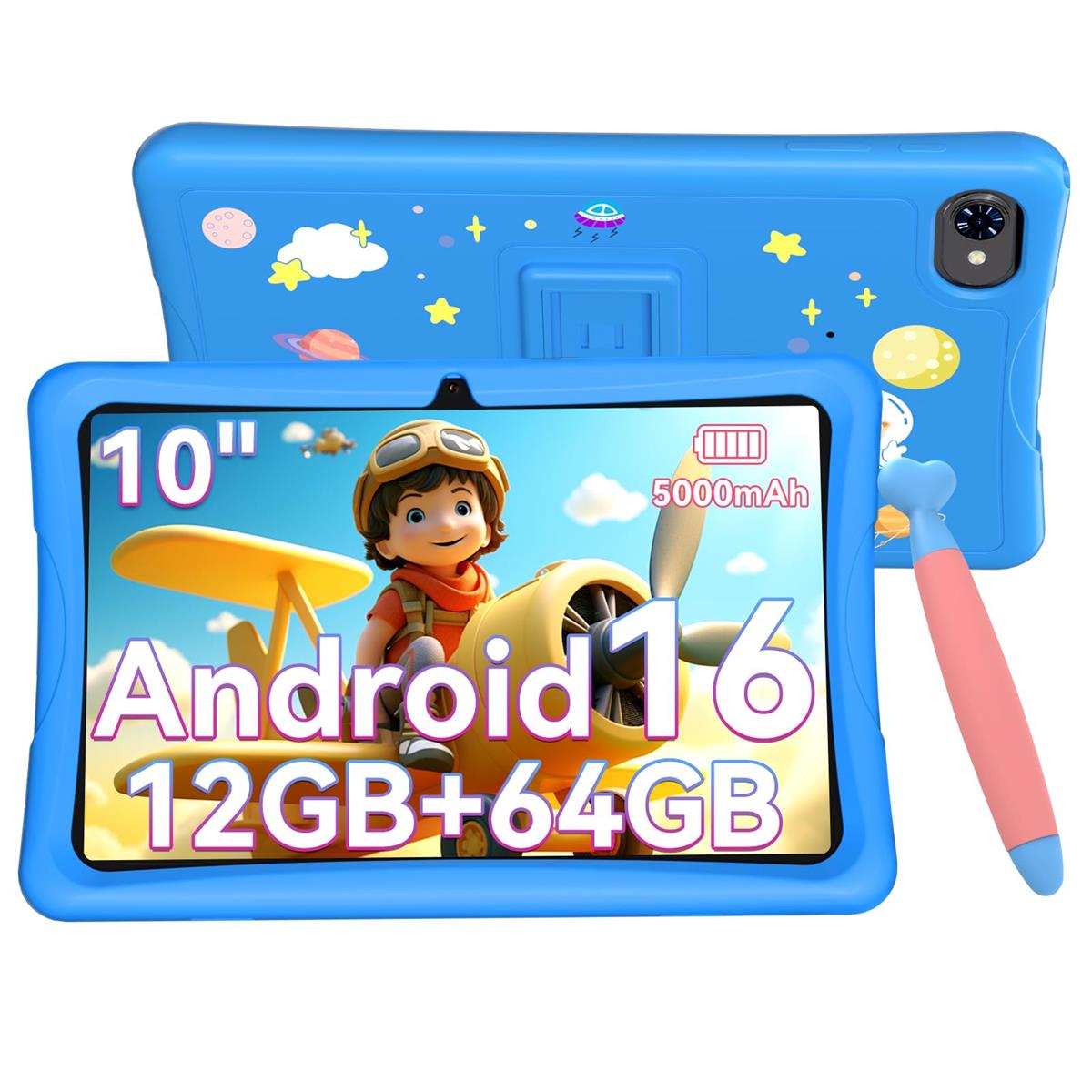 キッズタブレット 10in Wi-Fi模範例 Android15 12GB記憶装置 64GB記憶装置 2結核症押しひろげる相応う キッズスペース相応う タッチペン付き添い人 EVA防御すること入れもの属する