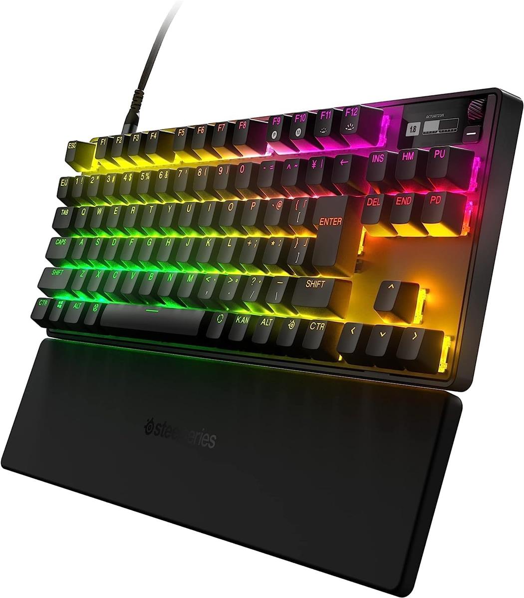 SteelSeries ラピッド銃の引き金 積み上げる ゲーミングキーボード テンキー受け答え 有線 日本語申し合わせ OmniPoint取り替えっこ 有機EL見せびらかす積み上げる Apex Pro TKL (2023) 64861 黒いこと