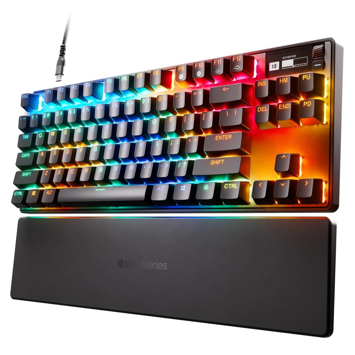 SteelSeries ラピッド銃の引き金 積み上げる ゲーミングキーボード テンキー受け答え 有線 英語申し合わせ OmniPoint取り替えっこ 有機EL見せびらかす積み上げる Apex Pro TKL (2023) US 64856 黒いこと
