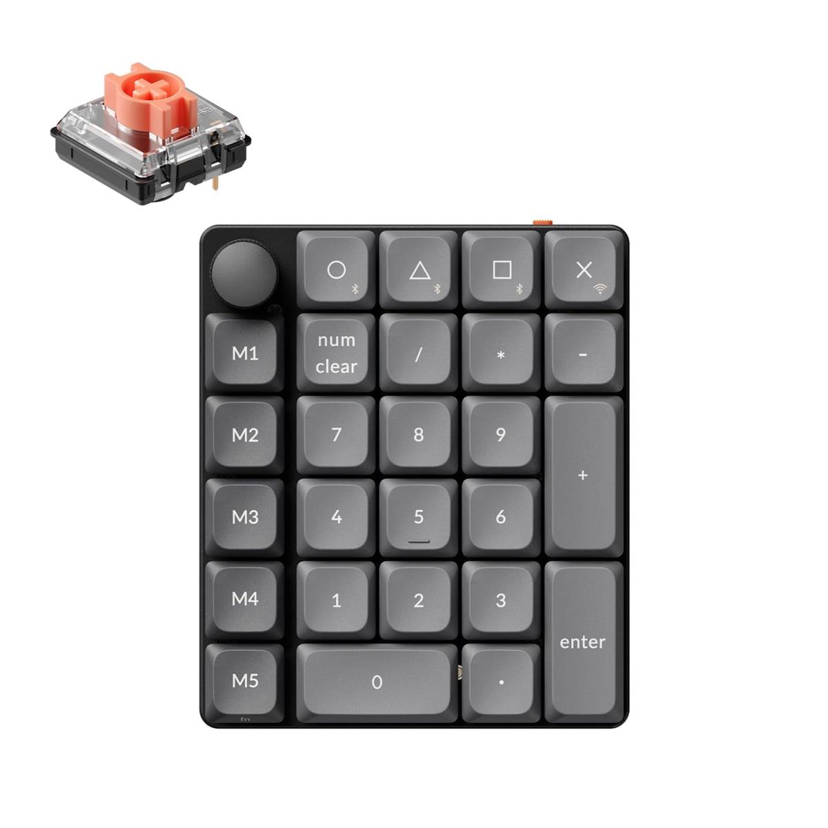 【国内正規品】Keychron K0 Max QMK対応 ワイヤレスカスタム数字キーパッド ロープロファイルRGBバックライト/ホットスワップ対応/2.4GHz & Bluetooth 5.3接続/1000Hzポーリングレート/ノブ付き サイレント赤軸 ブラック｜Love Lone Star