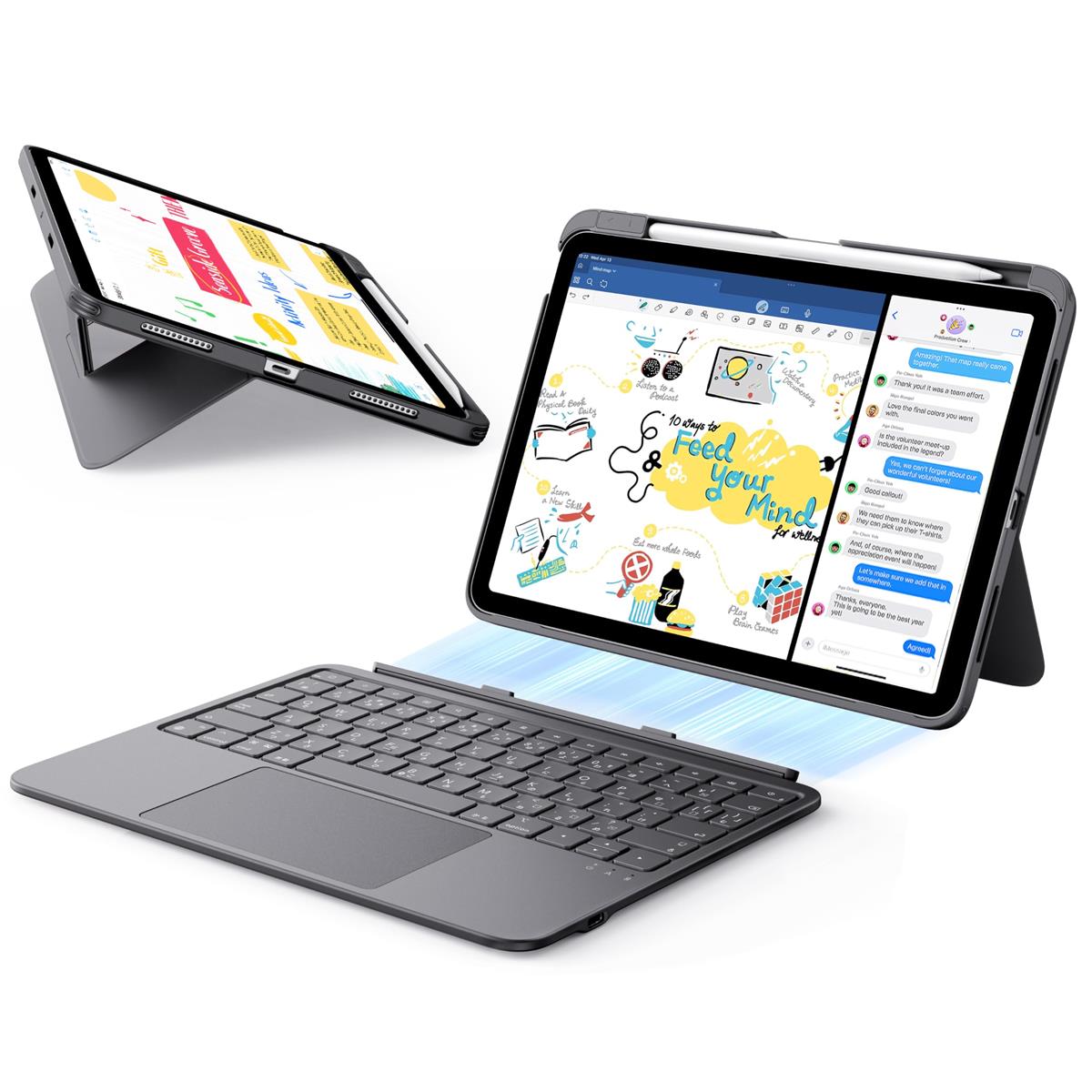Flex iPad キーボード付きケース, iPad Air 11インチ M4/M3/M2 (2026/2025/2024)、Air第5世代、第4世代 対応, 超軽量マグネット着脱式キーボード(ライティング／ビューイングモード対応),大型精密トラックパッド, ダークグレー｜Love Lone Star