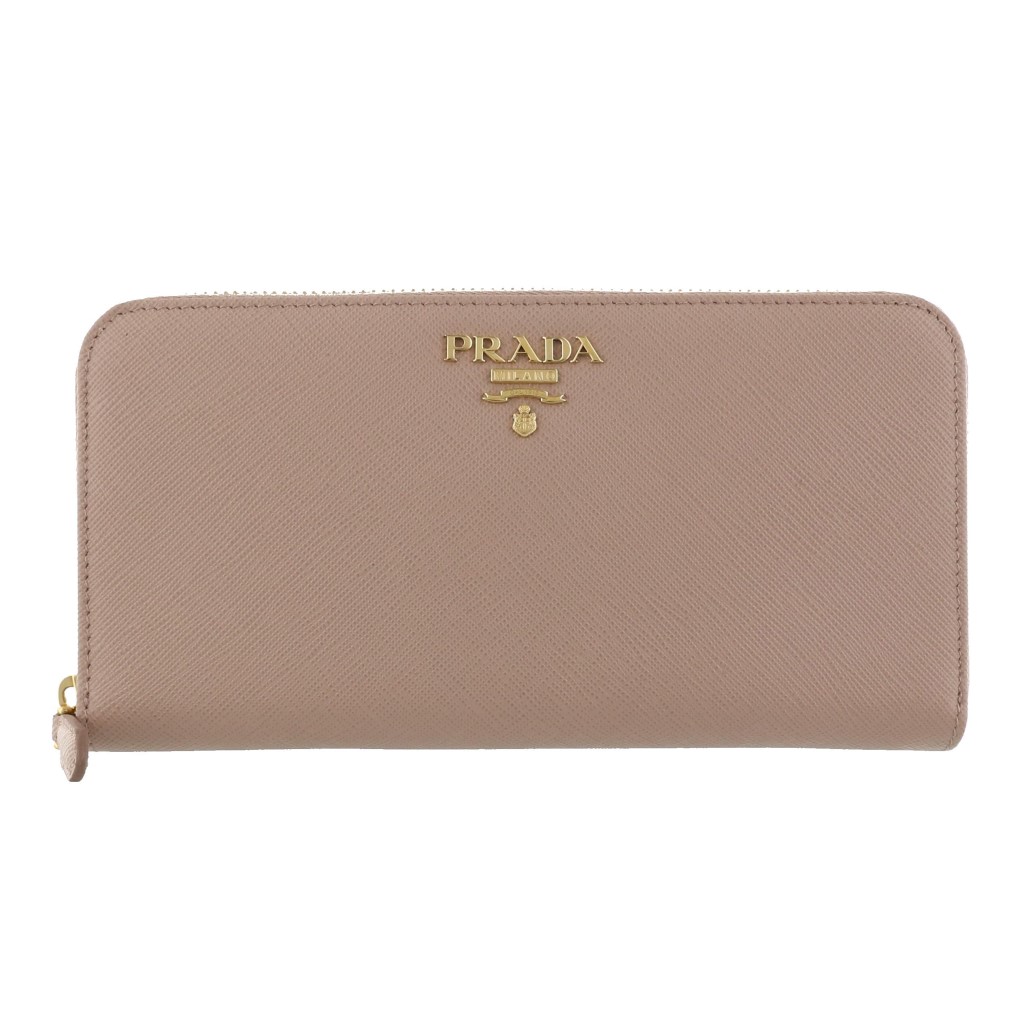 プラダPRADA　L字ファスナー　リボン付き長財布　ピンクベージュ プラダPRADA L字ファスナー リボン付き長財布 ピンクベージュ