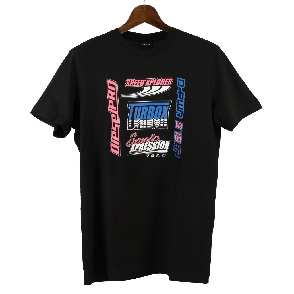 DIESEL 黒 半袖Tシャツ ロゴ入り 楽天市場】ディーゼル DIESEL メンズ Tシャツ 半袖 A02877 9XX