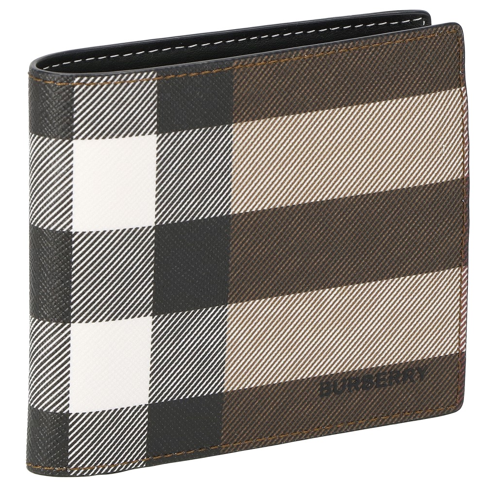 【現行品✨美品】バーバリー 二つ折り財布 チェックレザー バイフォールド 保存袋 BURBERRY バーバリー 折財布 メンズ 8052802 二つ折り財布