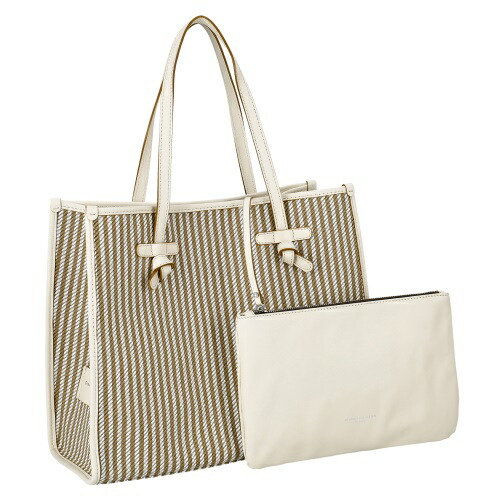 【美品】GIANNI CHIARINI トートバッグ ベージュ/ホワイト GIANNI CHIARINI ジャンニキアリーニ レザートートバッグ オフ