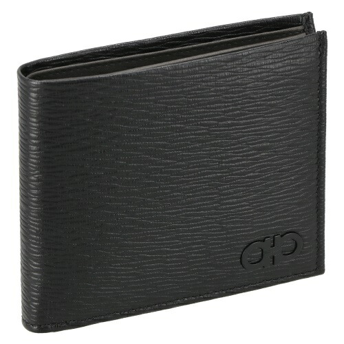 フェラガモ 二つ折り財布 メンズ ブラック FERRAGAMO 66A063 NERO/D.RAIN｜GINZA LoveLove（銀座ラブラブ）