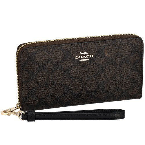 コーチ アウトレット 長財布 レディース ロング ジップ アラウンド ウォレット・シグネチャー キャンバス ブラウン COACH OUTLET CW778 IMXAQ ウォルナット/ブラック 19,077円