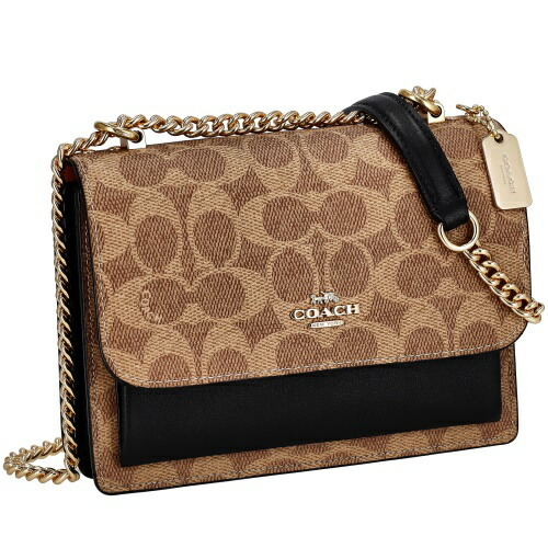 コーチ アウトレット ショルダーバッグ レディース ミニ クレア シグネチャー ブラウン COACH OUTLET CW206 IMQRX タン ブラック｜GINZA LoveLove（銀座ラブラブ）