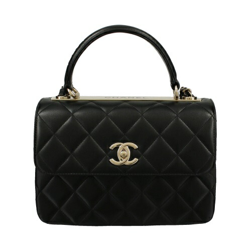 プレート×トップハンドル♪2way【CHANEL】フラップハンドバッグ 高級感溢れるプレートロゴ☆】CHANEL フラップバッグ ハンドル
