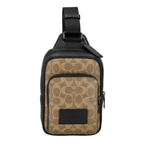 コーチ アウトレット ボディバッグ メンズ シグネチャー ブラウン COACH OUTLET CV763 QBNRX タン/ブラック