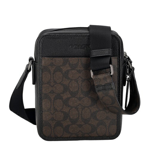 コーチ アウトレット ショルダーバッグ メンズ サリバン クロスボディ バッグ・シグネチャー キャンバス ブラウン COACH OUTLET CAT78 QBXAM ウォルナットブラウン/ブラック｜GINZA LoveLove（銀座ラブラブ）