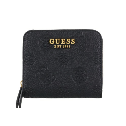 ゲス 二つ折り財布 レディース IZZY peony debossed / MINI ZIP AROUND ブラック GUESS PD920941 BLACK｜GINZA LoveLove（銀座ラブラブ）