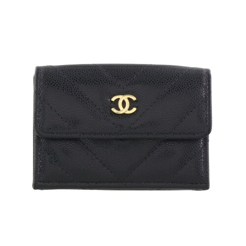 【楽天市場】【P3倍 6/10 0時～6/11 2時】シャネル 三つ折り財布 レディース ブラック CHANEL AP5202 B23785 ...