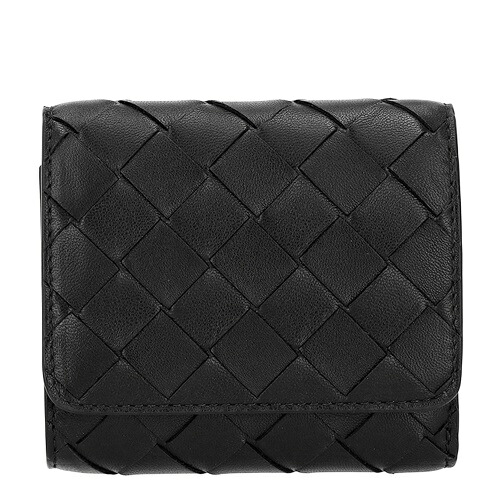 ボッテガヴェネタ 三つ折り紙入れ メンズ イントレチャート 黒いこと BOTTEGA VENETA 776033 V3UH1 8425