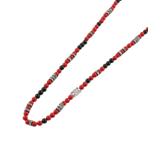 【P3倍 6/4 20時～6/7 24時】セリーヌ 頸飾り メンズ SAN ONOFRE TRIOMPHE NECKLACE 赤いこと CELINE 461OT 6OGB 27SR BLACK/RED/SILVER