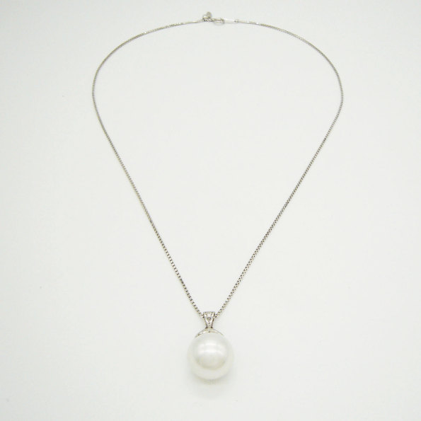 ソーティングカード付き SV 南洋真珠 ブローチ ペンダントトップ 2WAY 約7.9g シルバー アコヤ真珠 パール(６月誕生石) ブローチ シルバーSV