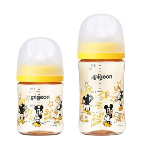 【楽天市場】ピジョン 母乳実感 哺乳びん プラスチック製 Disney 1個 160ml/240ml ディズニー ミッキー柄 シリコーン乳首 3代目  広口タイプ 哺乳瓶 拒否 pigeon B倉庫 : ママとベビーのLOVE＆PEACE