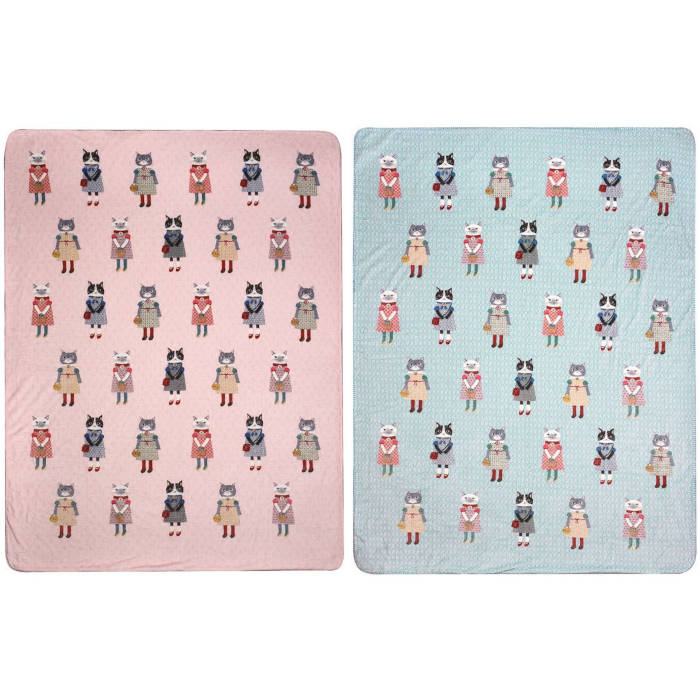 毛布 パーラーすずらん堂 おめかしさん柄 ブランケット シングルサイズ 200×150cm サンゴマイヤー 猫柄 キャラクター クスグル ジャパン Kusuguru Japan A倉庫 送料無料（一部除く）