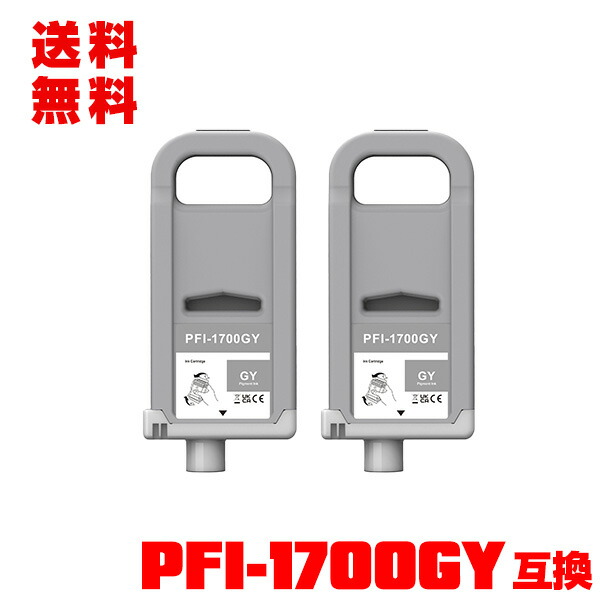 PFI-1700GY グレー 顔料 (PFI-1100 PFI-1300 の大容量) 2個セット 宅配便 送料無料 キヤノン用 互換 インクタンク (PFI-1700 PFI1700 PFI-1100GY PFI-1300GY PRO-2000 PRO-4000 PRO-6000 PRO-2100 PRO-4100 PRO-6100 PRO-4000S PRO-6000S PRO-4100S PRO-6100S)