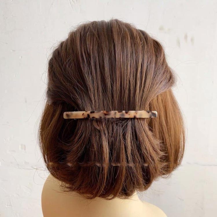 独特の上品 ヘアライン加工 大きめ スティックバレッタ ヘアクリップ ヘアアクセサリー 細い ロング 長い 大人 エレガント ブラック ゴールド モカ  ベージュ 上品 dumaninho.com.br