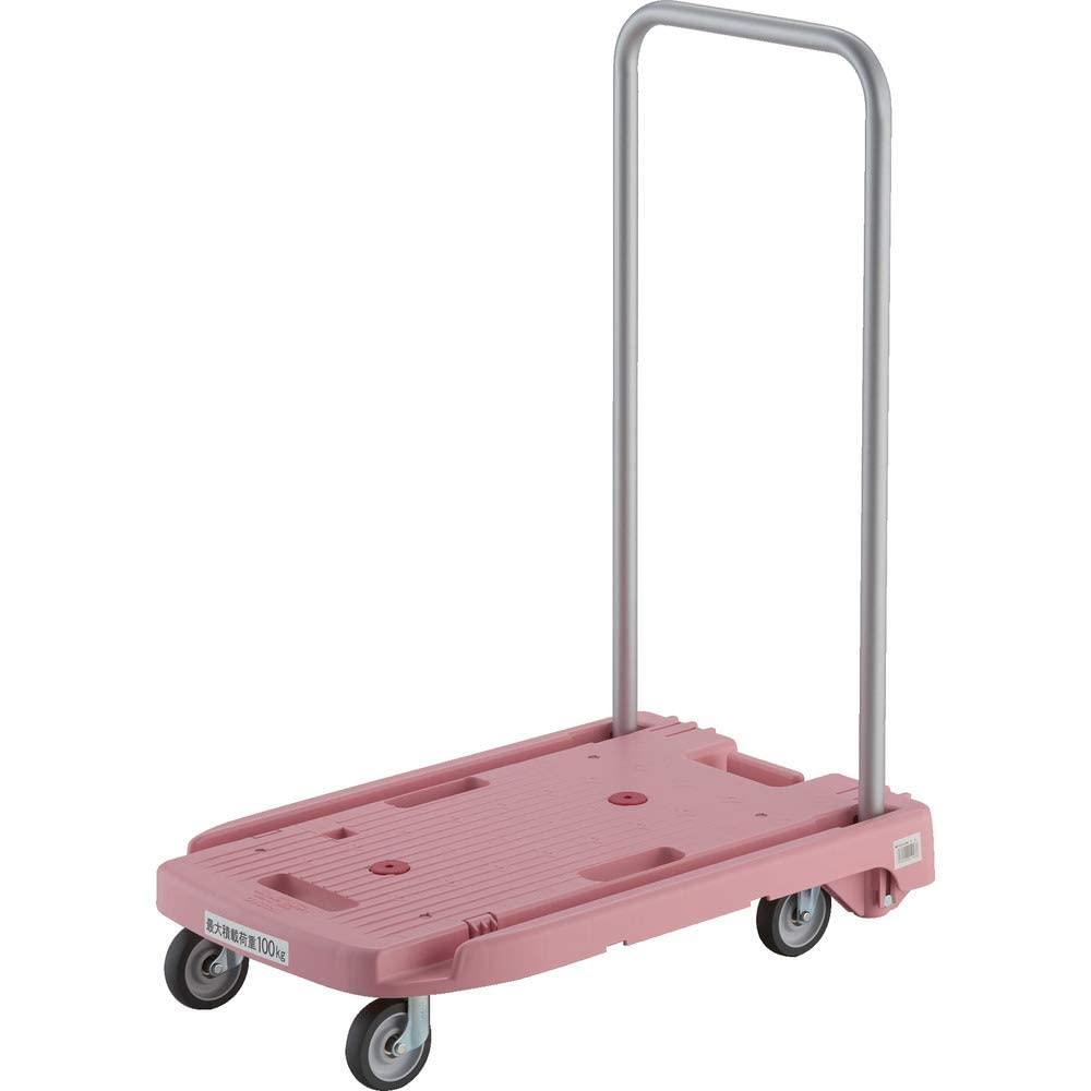 TRUSCO(トラスコ) 樹脂台車 こまわり君 省音G車輪 600×390 ピンク MP-6039N2-P 折りたたみ 軽量 静か 静音 小型 コンパクト