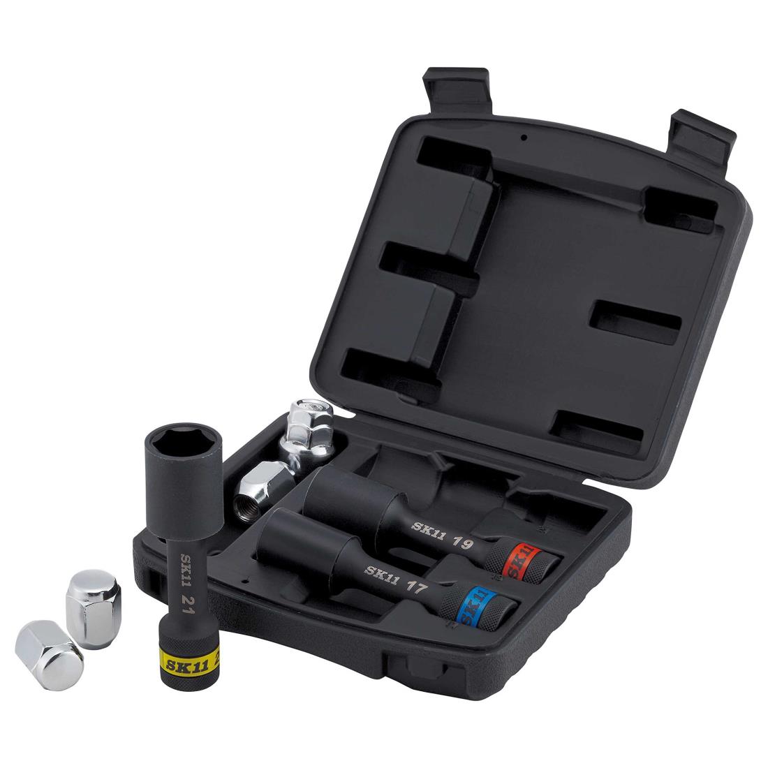 SK11(エスケー11) インパクトレンチ用 ホイールナットソケットセット 17・19・21mm 差込角 12.7mm (1/2インチ) SWS403P タイヤ交換